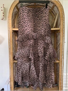 RIXO silk leopard print ruffle maxi skirt - 6 small